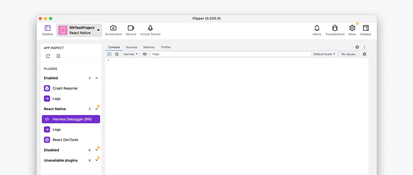 Flipper 桌面应用打开的 Hermes 调试器面板